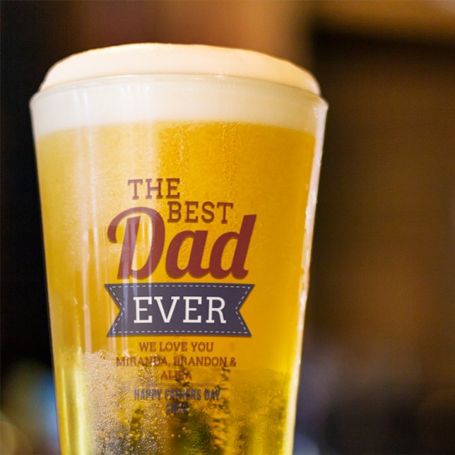 Modern Best Dad Ever Father`s Day Photo Glass Cup (Creator Uploaded)