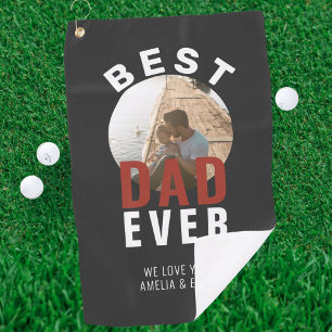 Modern Best Dad Ever Father`s Day Photo   Golf Towel