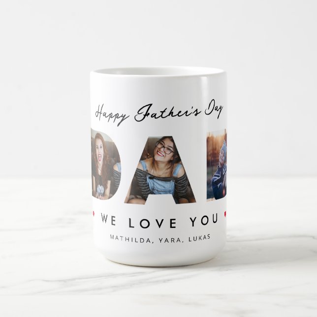 Modern Best Dad Ever Father's Day 3 Photo Collage Coffee Mug (Center)