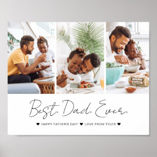 Modern Best Dad Ever Father's Day 3 Photo Collage Poster
