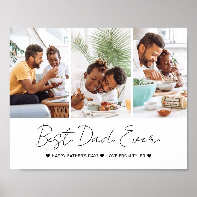 Modern Best Dad Ever Father's Day 3 Photo Collage Poster (Front)