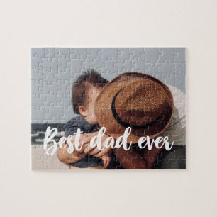 Modern Best dad ever Father's Day photo Jigsaw Puzzle
