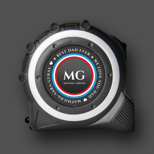 Modern Best Dad Ever Monogram Red White Blue 1 (Modern Best Dad Ever Monogram Red White Blue Tape Measure
)