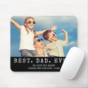 Modern BEST DAD EVER One Photo Personalised Mouse Pad