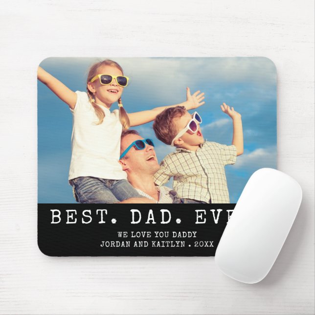 Modern BEST DAD EVER One Photo Personalised Mouse Pad (With Mouse)