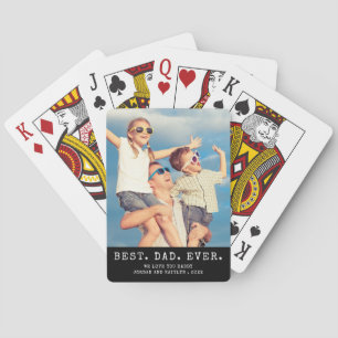 Modern BEST DAD EVER One Photo Personalized Playing Cards