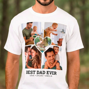 Modern Best Dad Ever Personalised 5 Photo Collage T-Shirt