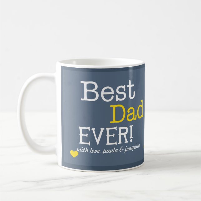 Modern Best Dad Ever Personalised Photo Coffee Mug (Left)