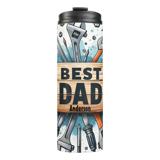Modern Best Dad Ever Personalised  Thermal Tumbler (Front)