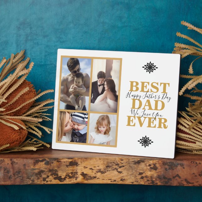 Modern Best Dad Ever Photo Collage Father's Day Plaque (Side)