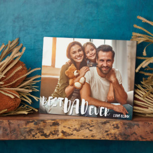 Modern best dad ever Photo Collage fathers day Plaque