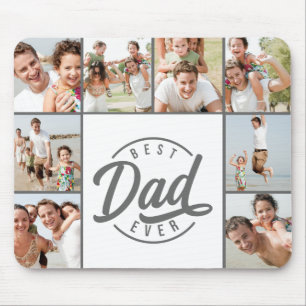 Modern Best Dad Ever Photo Collage Mouse Pad