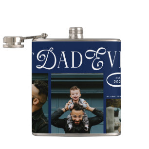 Modern Best Dad Ever Photo  Fathers Day Gifts Hip Flask