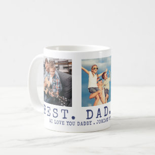 Modern BEST DAD EVER Photo Personalised Blue Coffee Mug