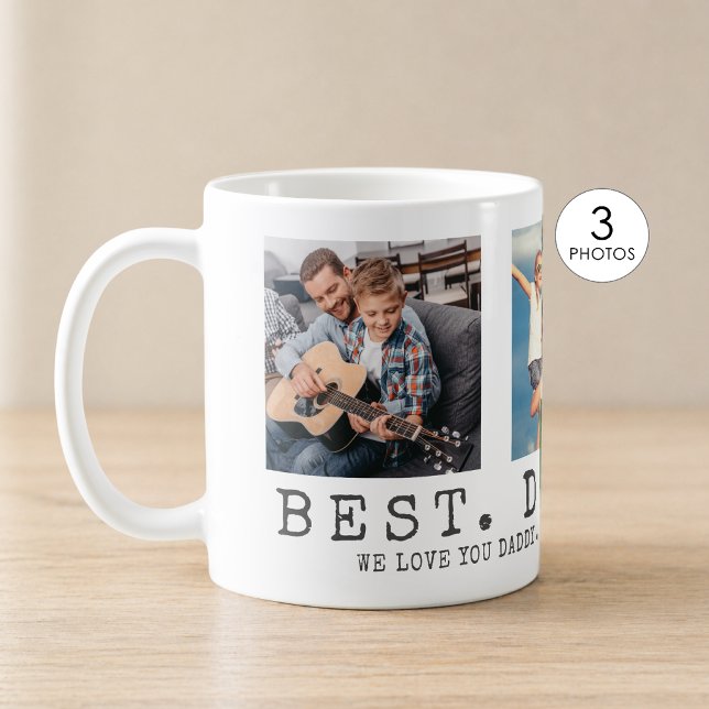 Modern BEST DAD EVER Photo Personalised Coffee Mug (Creator Uploaded)