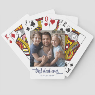 Modern Best Dad Ever Script Photo Playing Cards