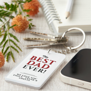 Modern Best Dad Ever Typography Father`s Day Key Ring