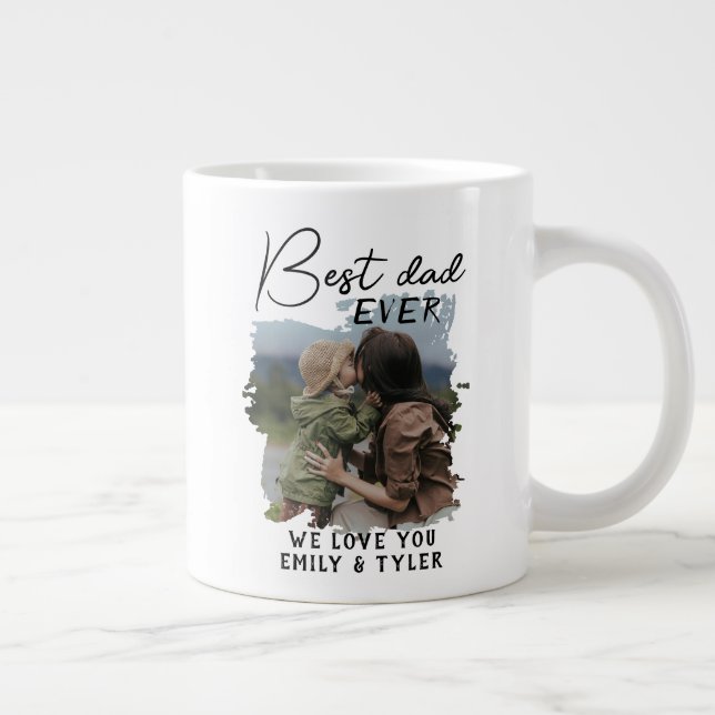 Modern Best Dad Family Photo Father`s Day  Large Coffee Mug (Right)