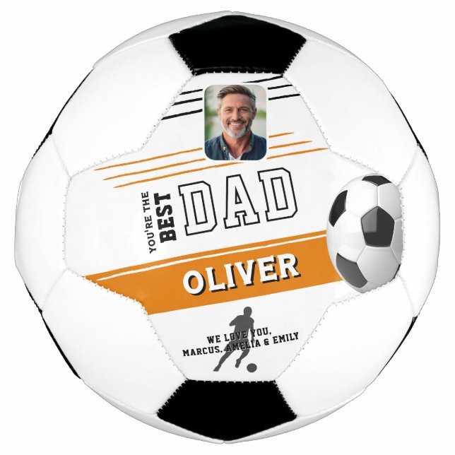 Modern Best Dad Father Keepsake Photo Football  Soccer Ball (Front)