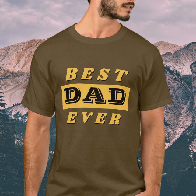 Modern Best Dad Father Yellow Black Typography T-Shirt (Creator Uploaded)