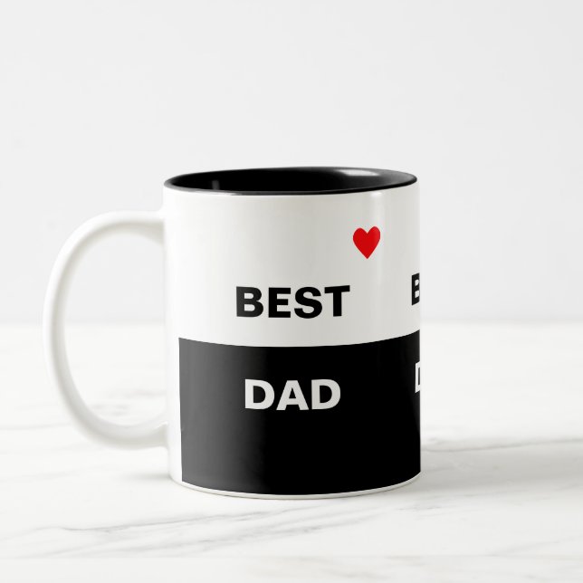 Modern Best Dad on Black & White Two-Tone Coffee Mug (Left)