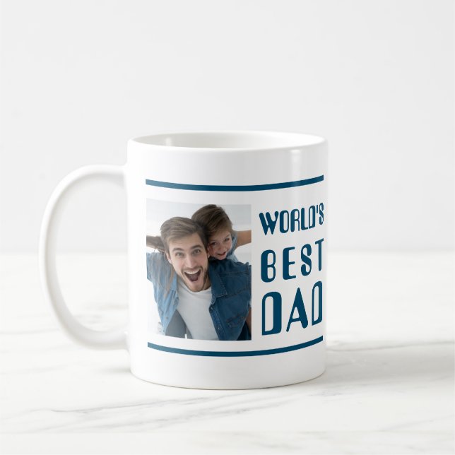 Modern Best Dad Photo Coffee Mug (Left)