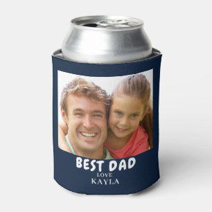 Modern Best Dad Photo Name  Can Cooler