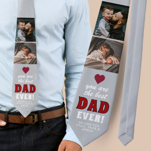 Modern Best Dad Red Heart 2 Photo Fathers Day Tie