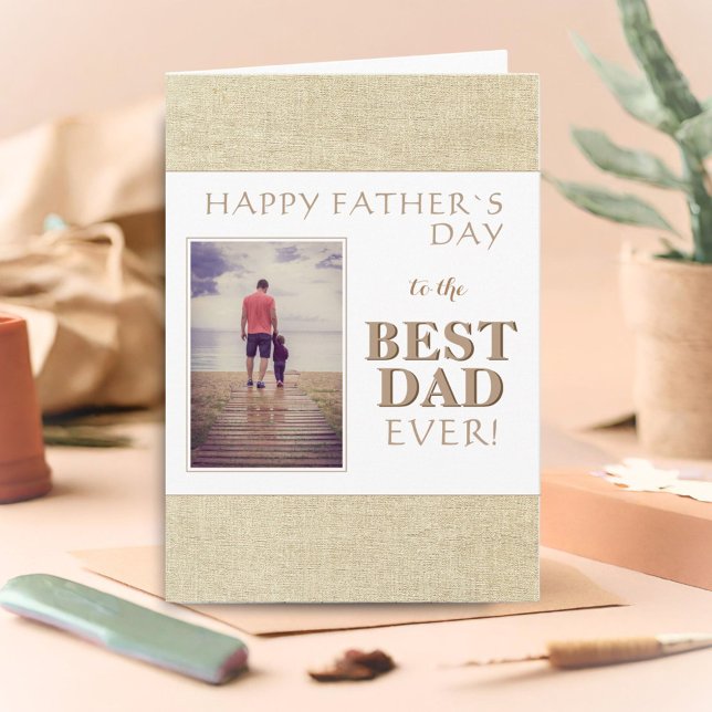 Modern Best Dad Rustic Pattern Photo Father`s Day Card (Creator Uploaded)