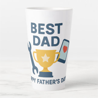 Modern "Best Dad" Trophy Design – Happy Father's D Latte Mug