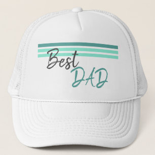 Modern Best Dad Turquoise Script Father`s Day Trucker Hat