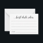 Modern Best Date Idea For Newlyweds Wedding Advice Card<br><div class="desc">These elegant "best date idea" cards will make the ideal way to get date night ideas for the newlyweds. This design features a combination of modern calligraphic script and block fonts. Part of the Alejandra collection.</div>
