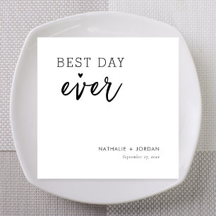 Modern Best Day Ever Custom Name Wedding Napkin