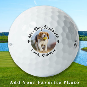 Modern Best DOG DAD Ever Personalised Pet Photo Golf Balls