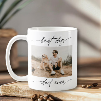 Modern Best Dog Dad Ever Photo Handwritten Script Coffee Mug