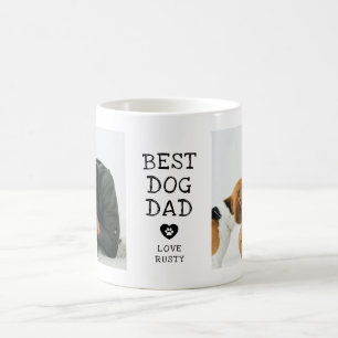 Modern "Best Dog Dad" Paw In Heart 2-Photo Coffee Mug