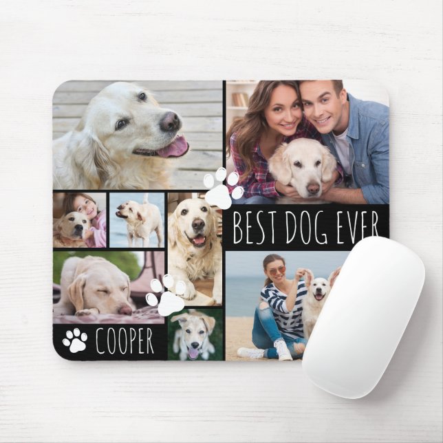 Modern BEST DOG EVER 8 Photos Personalised Mouse Pad (With Mouse)