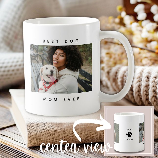 Modern Best Dog Mum Ever Photo Paw Print  Coffee Mug (Creator Uploaded)