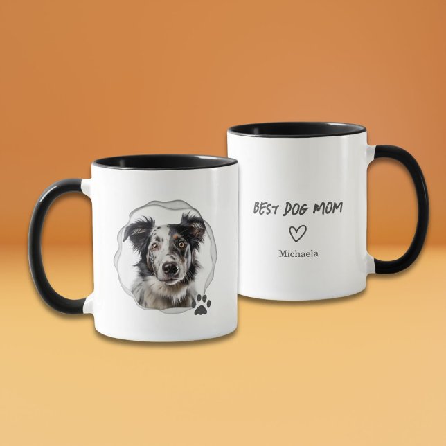 Modern Best Dog Mum Photo Coffee Mug (Creator Uploaded)
