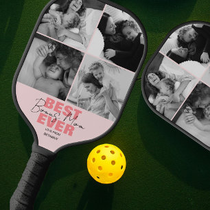 Modern Best Ever Bonus Mum   Photo Collage Pickleball Paddle