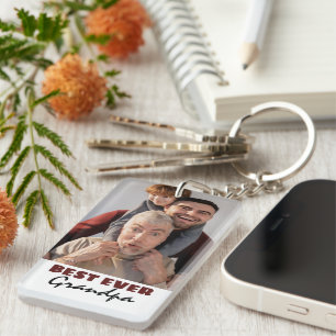 Modern Best Ever Grandpa   Photo Keychain