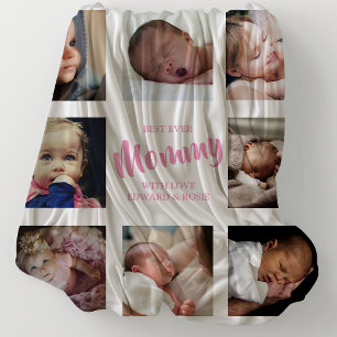 Modern Best Ever Mummy Photo Collage Fleece Blanket