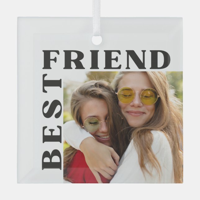 Modern Best Friend photo Christmas Ornament (Front)