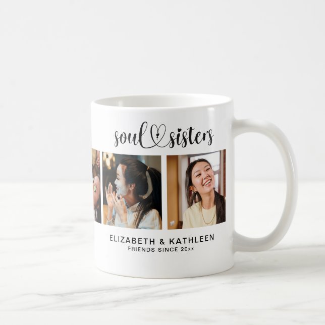 Modern Best Friend Soul Sisters 5 Photo Collage Coffee Mug (Right)