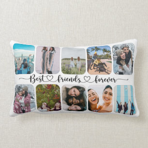Modern Best Friends 10 Photo Template Lumbar Cushion
