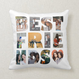 Modern Best Friends 12 Photo Collage BFF Besties Cushion