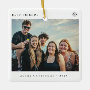 Modern best friends 2 photo keepsake holiday ceramic ornament