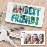 Modern BEST FRIENDS 2 Photos Teal Turquoise Key Ring<br><div class="desc">Create your own unique and memorable photo keychain featuring 2 pictures for your besties or BFF with this fun typography title design of BEST FRIENDS in multi-colour tones of teal, turquoise, blue and green watercolor on one side and a full-bleed photo on the back. ASSISTANCE: For help with design modification,...</div>