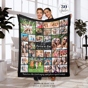 Modern BEST FRIENDS 30 Photo Collage Personalised Fleece Blanket