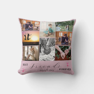 Modern Best Friends 4-Ever 6 Photo Collage Cushion